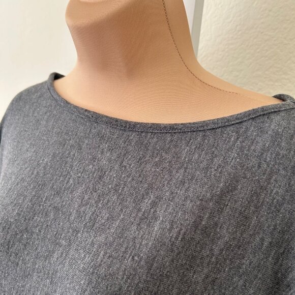 Charcoal Gray Dolman Sleeve Banded Bottom Knit Top - Picture 2 of 6